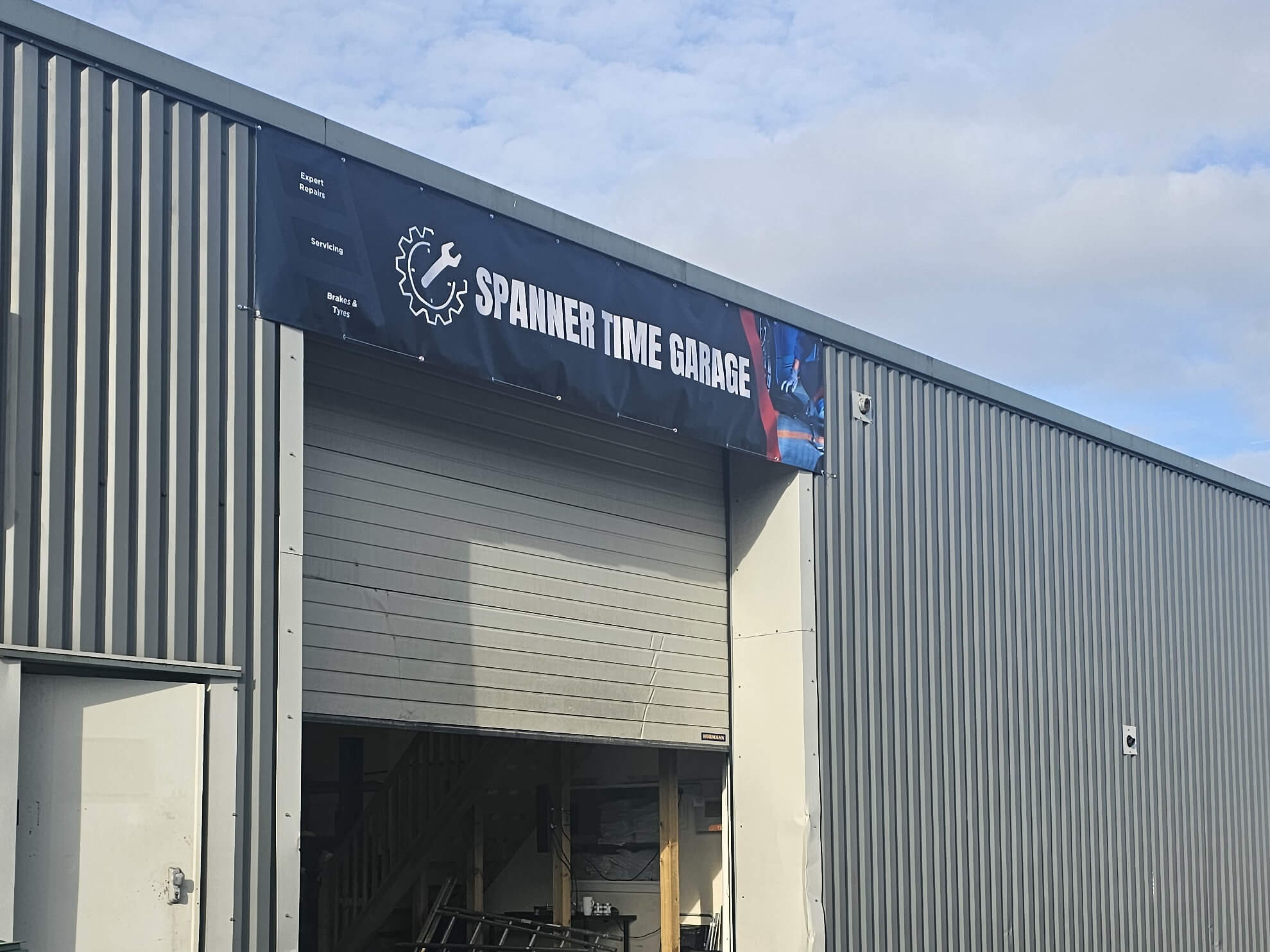 The front entrance of Spanner Time Garage